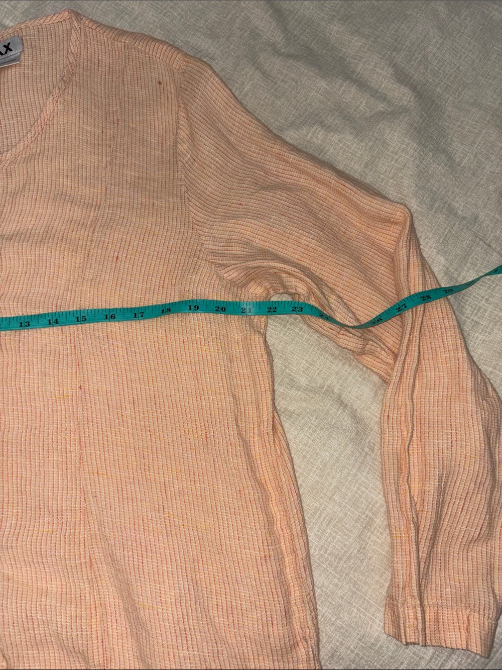Flax Linen Orange Cardigan Tunic Button Front Top Womens Large L - Picture 4 of 5